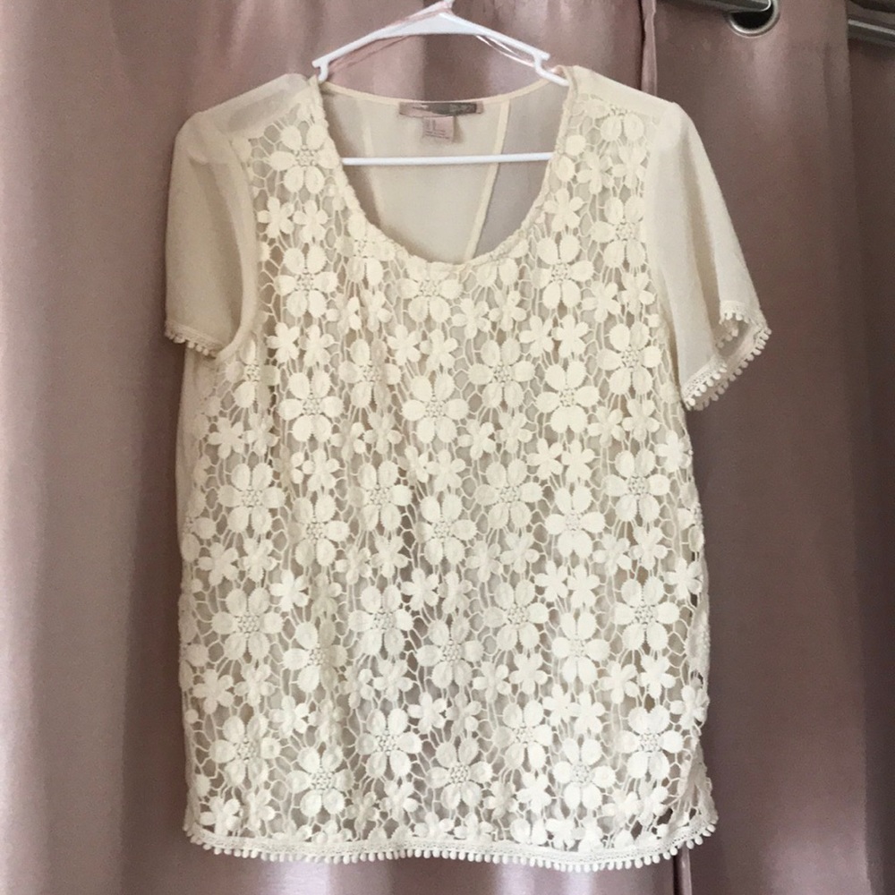 Forever 21 lace open shear back shirt